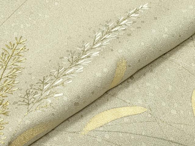 平和屋着物●訪問着　刺繍　草木文　金銀彩　三越扱い　正絹　逸品　未使用　CABC8264gh