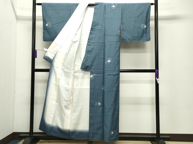 平和屋着物●上質な小紋　紬地　絞り　雪輪花文　正絹　逸品　未使用　CABC8265gh