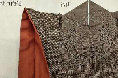 平和屋着物●本場大島紬　7マルキ　舞蝶文　正絹　逸品　CABC8266gh
