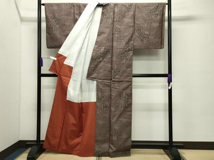 平和屋着物●本場大島紬　7マルキ　舞蝶文　正絹　逸品　CABC8266gh