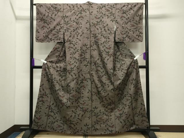 平和屋着物●本場大島紬　7マルキ　草花文　正絹　逸品　未使用　CABC8267gh