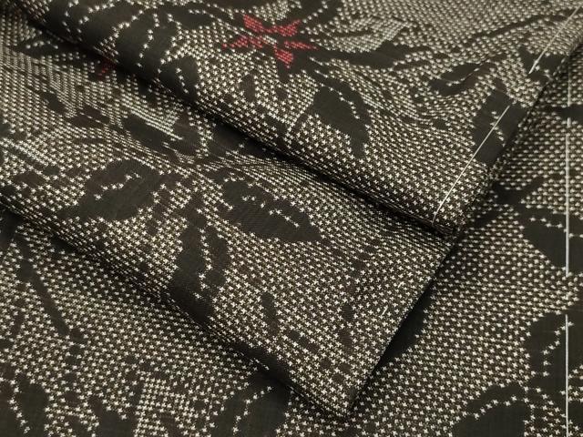 平和屋着物●本場大島紬　7マルキ　草花文　正絹　逸品　未使用　CABC8267gh
