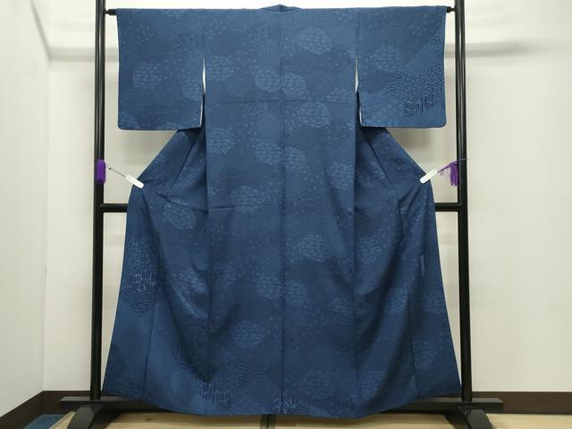平和屋着物●藍染作家 喜多野良造 訪問着 切嵌吉祥文 正絹 逸品 CABC8270gh