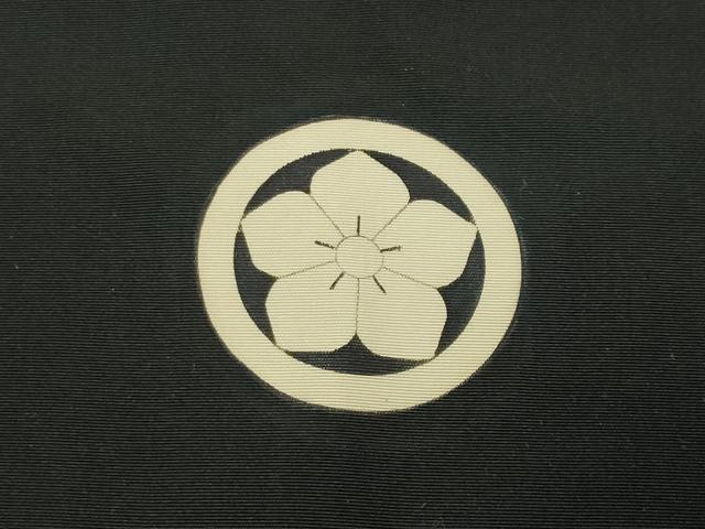平和屋着物●男性　黒紋付　羽織セット　羽裏：風景文　キングサイズ　正絹　逸品　CABC8288gh