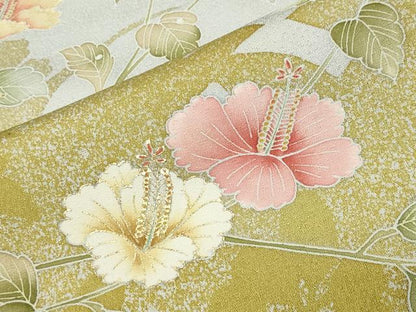 平和屋着物●訪問着　舞蝶花文　蛍暈し　金彩　反端付き　正絹　逸品　未使用　CABC8289gh