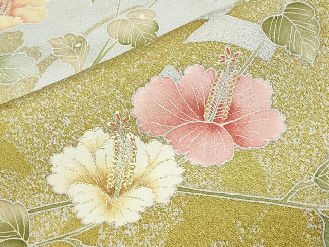 平和屋着物●訪問着　舞蝶花文　蛍暈し　金彩　反端付き　正絹　逸品　未使用　CABC8289gh