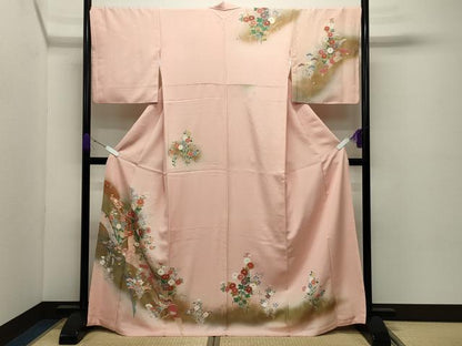 平和屋着物●訪問着　雪芝花文　暈し染め　金彩　正絹　逸品　CABC8294gh