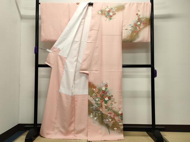 平和屋着物●訪問着　雪芝花文　暈し染め　金彩　正絹　逸品　CABC8294gh