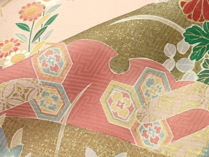 平和屋着物●訪問着　雪芝花文　暈し染め　金彩　正絹　逸品　CABC8294gh