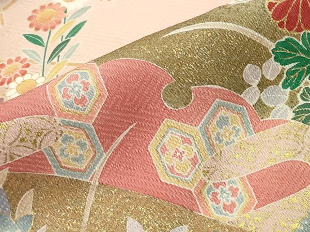 平和屋着物●訪問着　雪芝花文　暈し染め　金彩　正絹　逸品　CABC8294gh