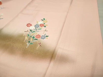 平和屋着物●訪問着　雪芝花文　暈し染め　金彩　正絹　逸品　CABC8294gh