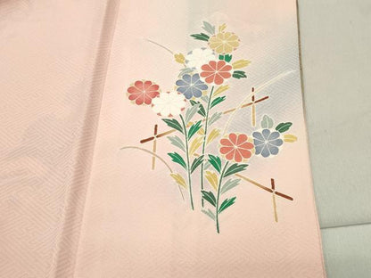 平和屋着物●訪問着　雪芝花文　暈し染め　金彩　正絹　逸品　CABC8294gh