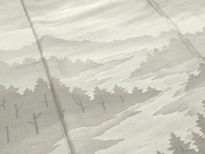 平和屋着物●石川県指定無形文化財　牛首紬　白山工房　手織り　訪問着　遠山風景文　正絹　逸品　CABC8295gh