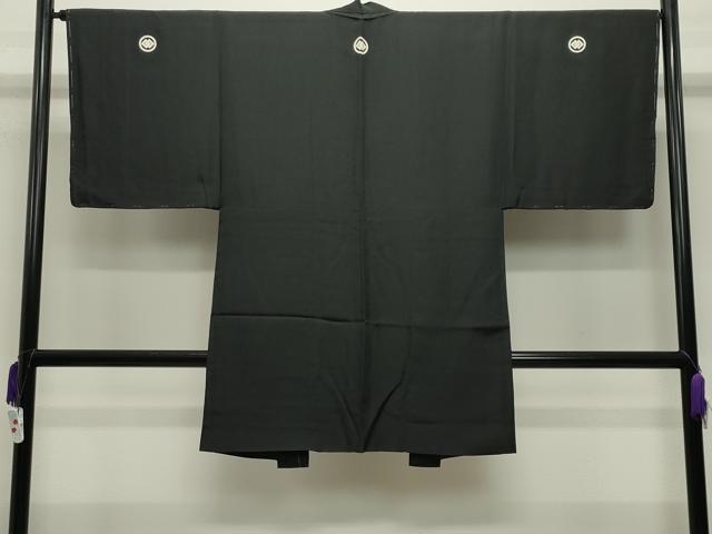 平和屋着物●男性　黒紋付　羽織セット　羽裏：龍　虎　正絹　逸品　未使用　CABC8301gh