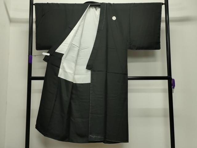 平和屋着物●男性　黒紋付　羽織セット　羽裏：鷹　正絹　逸品　未使用　CABC8304gh
