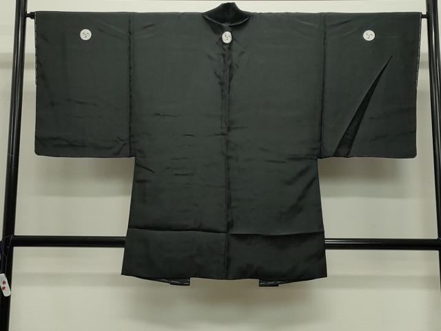 平和屋着物●男性　黒紋付　羽織セット　羽裏：鷹　正絹　逸品　未使用　CABC8304gh