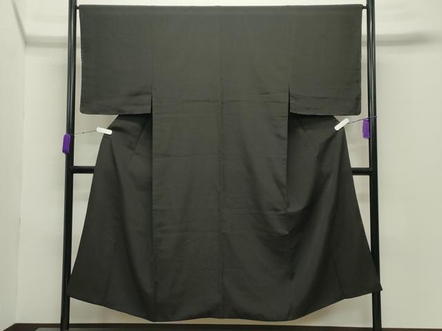 平和屋着物●男性　紬　色無地　憲法黒茶色　正絹　逸品　未使用　CABC8307gh