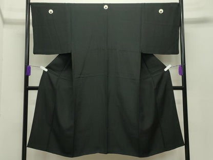 平和屋着物●男性　黒紋付　正絹　逸品　CABC8308gh