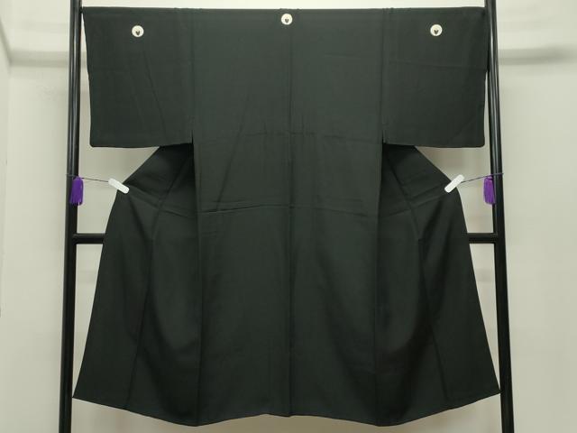 平和屋着物●男性　黒紋付　正絹　逸品　CABC8308gh