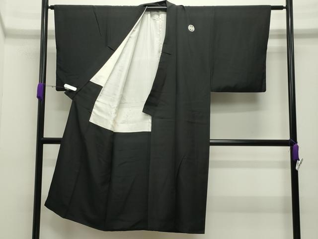 平和屋着物●男性　黒紋付　正絹　逸品　CABC8309gh