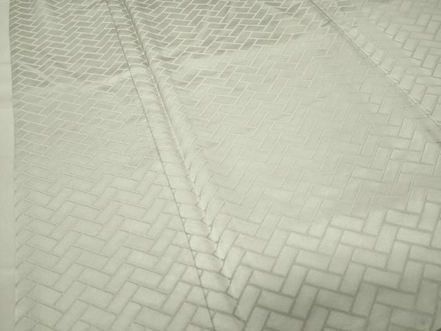 平和屋着物●男性　色紋付　檜垣地紋　灰黄緑色　正絹　逸品　未使用　CABC8312gh