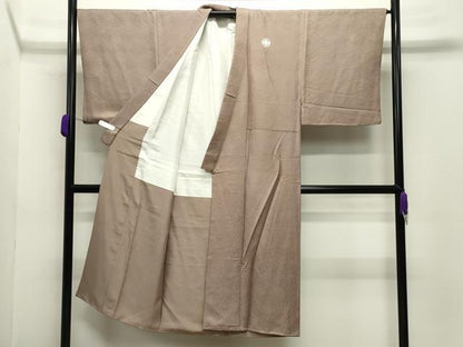 平和屋着物●男性　色紋付　菱地紋　紫染色　正絹　逸品　CABC8313gh