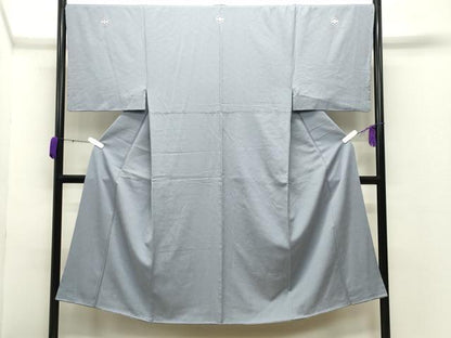 平和屋着物●男性　色紋付　紗綾型地紋　灰青色　正絹　逸品　CABC8314gh