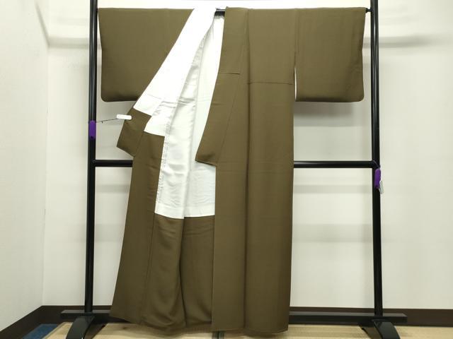 平和屋着物●上質な色無地　璃寛茶色　正絹　逸品　CABC8324gh