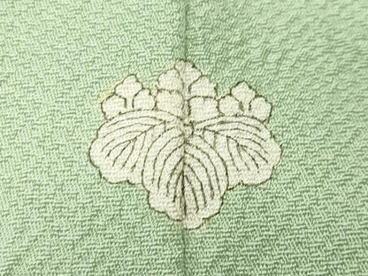 平和屋着物●上質な色無地　風景貝桶地紋　若菜色　さが美扱い　正絹　逸品　CABC8327gh