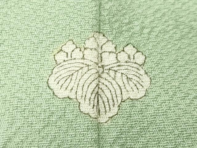 平和屋着物●上質な色無地　風景貝桶地紋　若菜色　さが美扱い　正絹　逸品　CABC8327gh