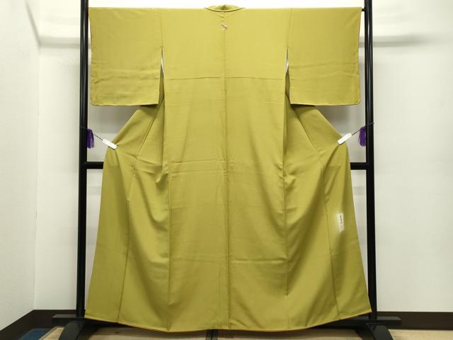 平和屋着物●上質な色無地　作家物　菜種油色　正絹　逸品　CABC8329gh