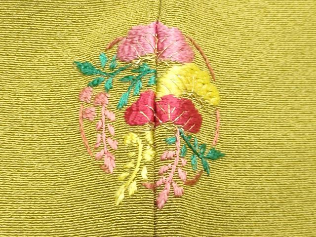 平和屋着物●上質な色無地　作家物　菜種油色　正絹　逸品　CABC8329gh
