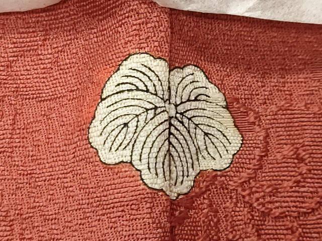 平和屋着物●上質な色無地　辻が花地紋　赤丹色　正絹　逸品　未使用　CABC8331gh