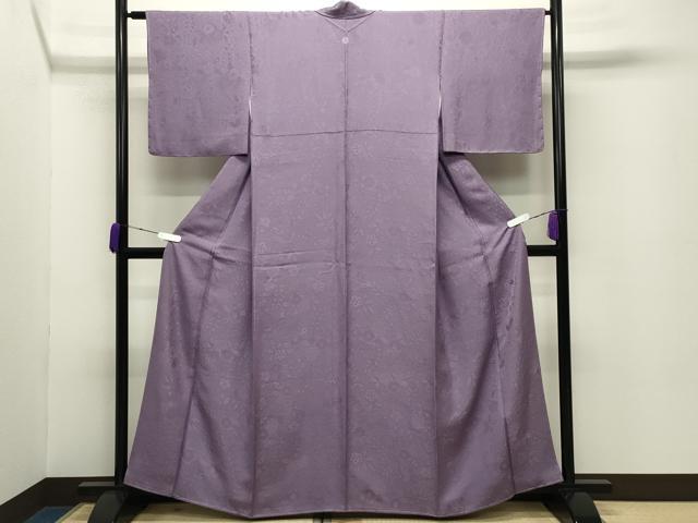 平和屋着物●上質な色無地　辻が花地紋　藤紫色　正絹　逸品　未使用　CABC8332gh