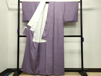 平和屋着物●上質な色無地　辻が花地紋　藤紫色　正絹　逸品　未使用　CABC8332gh