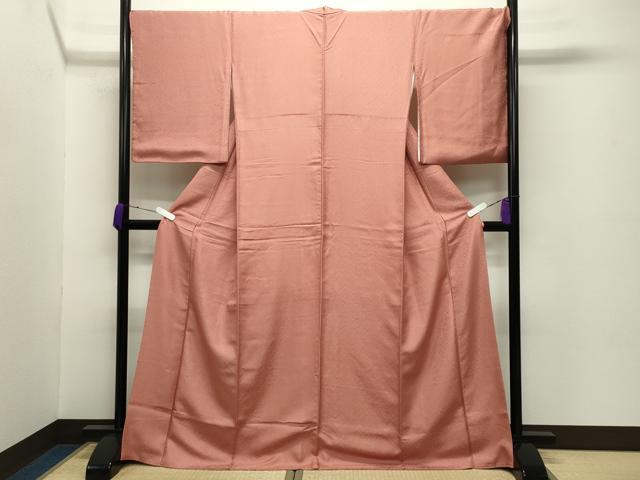 平和屋着物●上質な色無地　花唐草地紋　東雲色　ロング丈　正絹　逸品　CABC8333gh