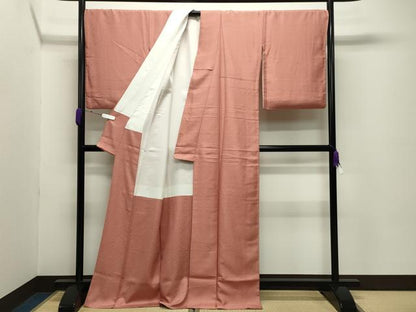 平和屋着物●上質な色無地　花唐草地紋　東雲色　ロング丈　正絹　逸品　CABC8333gh
