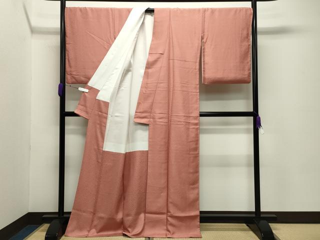 平和屋着物●上質な色無地　花唐草地紋　東雲色　ロング丈　正絹　逸品　CABC8333gh