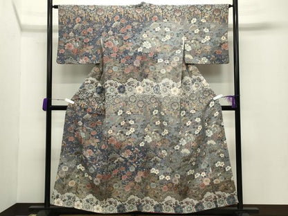 平和屋着物●訪問着　辻が花　暈し染め　金彩　鬼しぼ縮緬　正絹　逸品　CABC8337gh