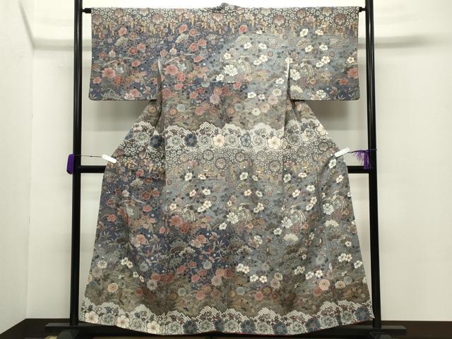 平和屋着物●訪問着　辻が花　暈し染め　金彩　鬼しぼ縮緬　正絹　逸品　CABC8337gh
