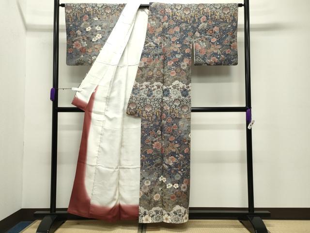 平和屋着物●訪問着　辻が花　暈し染め　金彩　鬼しぼ縮緬　正絹　逸品　CABC8337gh