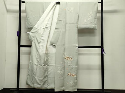 平和屋着物●訪問着　駒刺繍　文箱花文　金彩　正絹　逸品　CABC8340gh