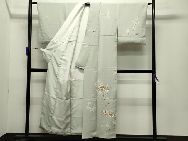 平和屋着物●訪問着　駒刺繍　文箱花文　金彩　正絹　逸品　CABC8340gh