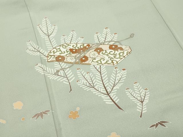 平和屋着物●訪問着　駒刺繍　文箱花文　金彩　正絹　逸品　CABC8340gh