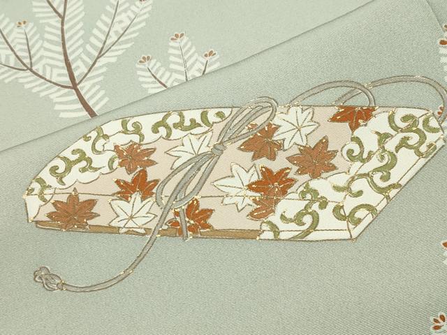 平和屋着物●訪問着　駒刺繍　文箱花文　金彩　正絹　逸品　CABC8340gh
