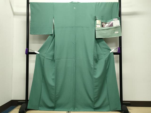 平和屋着物●上質な色無地　衣あわせ　薄緑色　反端付き　正絹　逸品　未使用　CABC8343gh