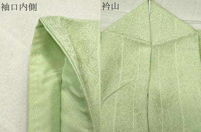 平和屋着物●上質な色無地　辻が花地紋　若菜色　正絹　逸品　CABC8344gh