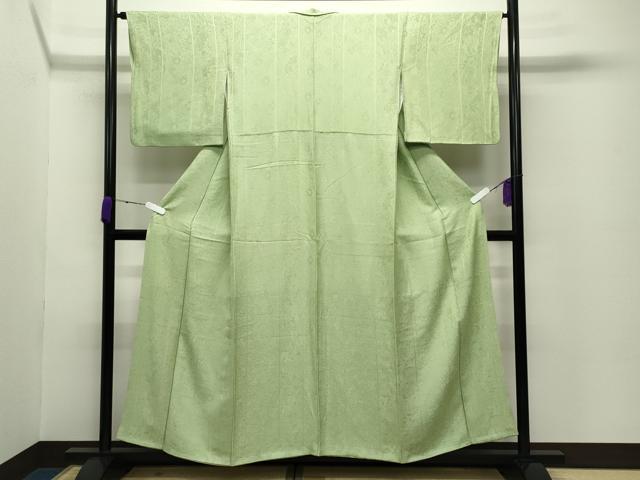 平和屋着物●上質な色無地　辻が花地紋　若菜色　正絹　逸品　CABC8344gh