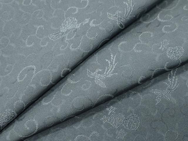 平和屋着物●上質な色無地　鳳凰唐草地紋　鉛色　正絹　逸品　CABC8345gh