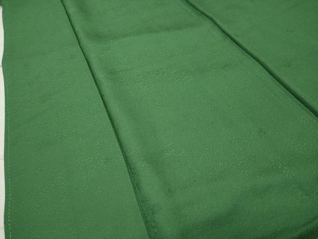 平和屋着物●上質な色無地　草花地紋　深緑色　正絹　逸品　CABC8349gh